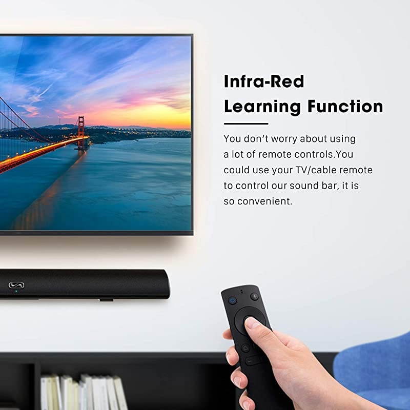 MEGACRA TV Sound Bar with Dual Bass Ports Wired and Wireless Bluetooth Home Theater System Renewed