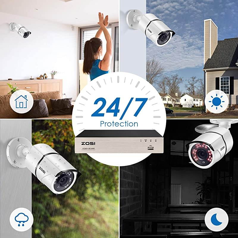 ZG2612E 1080P 2MP POE Security Waterproof Bullet Camera with Night Vision for Outdoor Indoor Power Over Ethernet Surveillance System (Only Work with  PoE NVR, Model: ZR08EN00/10/20)