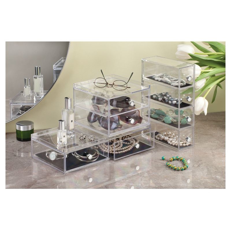 InterDesign 2 Drawer Polystyrene Jewelry Box - Clear/Black
