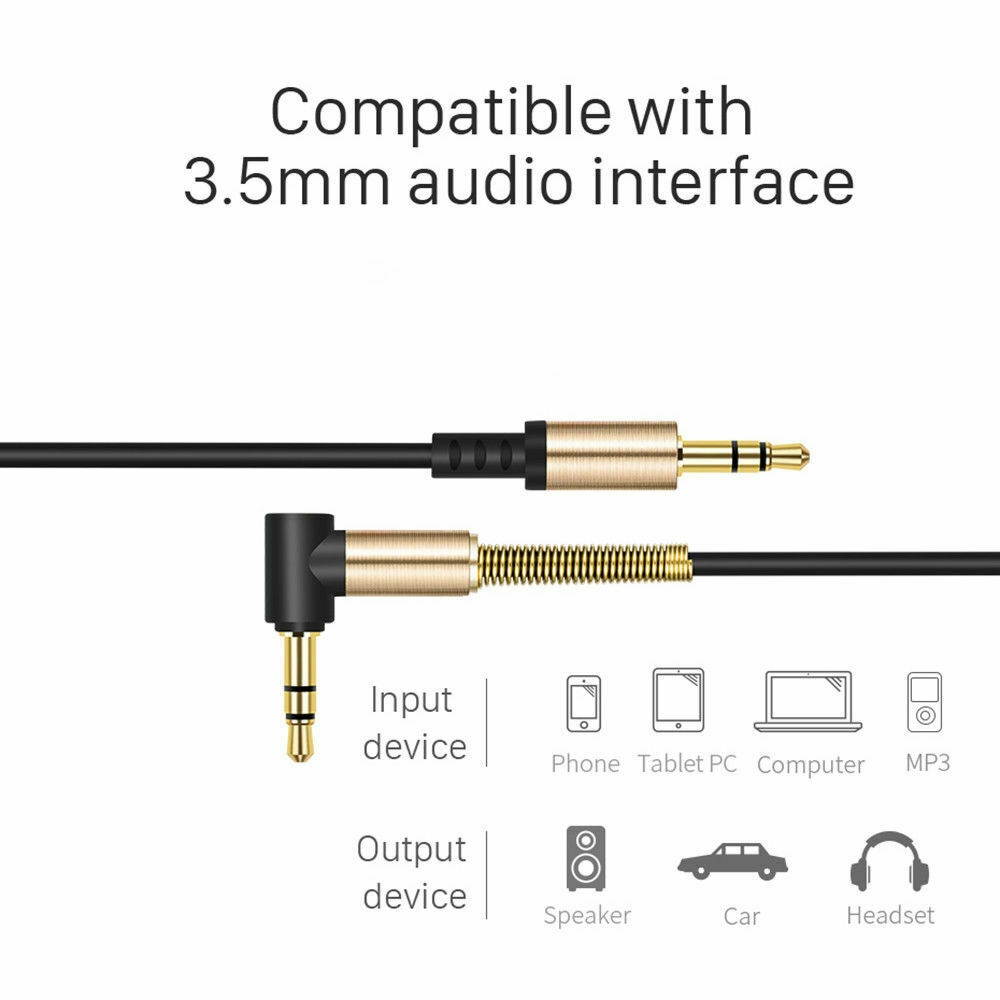 3.5mm Male to M Aux Cable Cord L-Shaped Right Angle Car Audio Headphone Jack