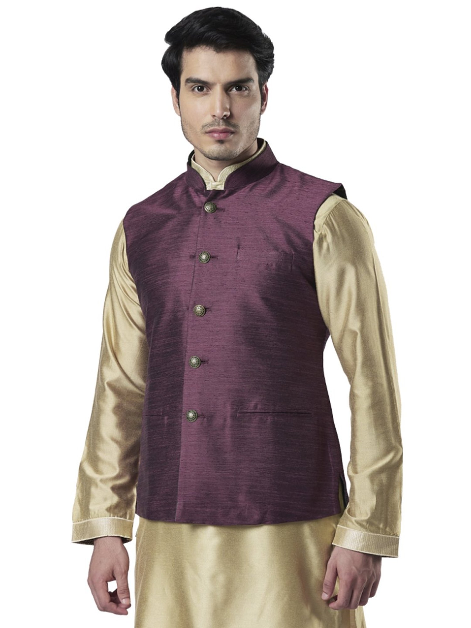VASTRAMAY Teal Green Regular Fit Printed Nehru Jacket