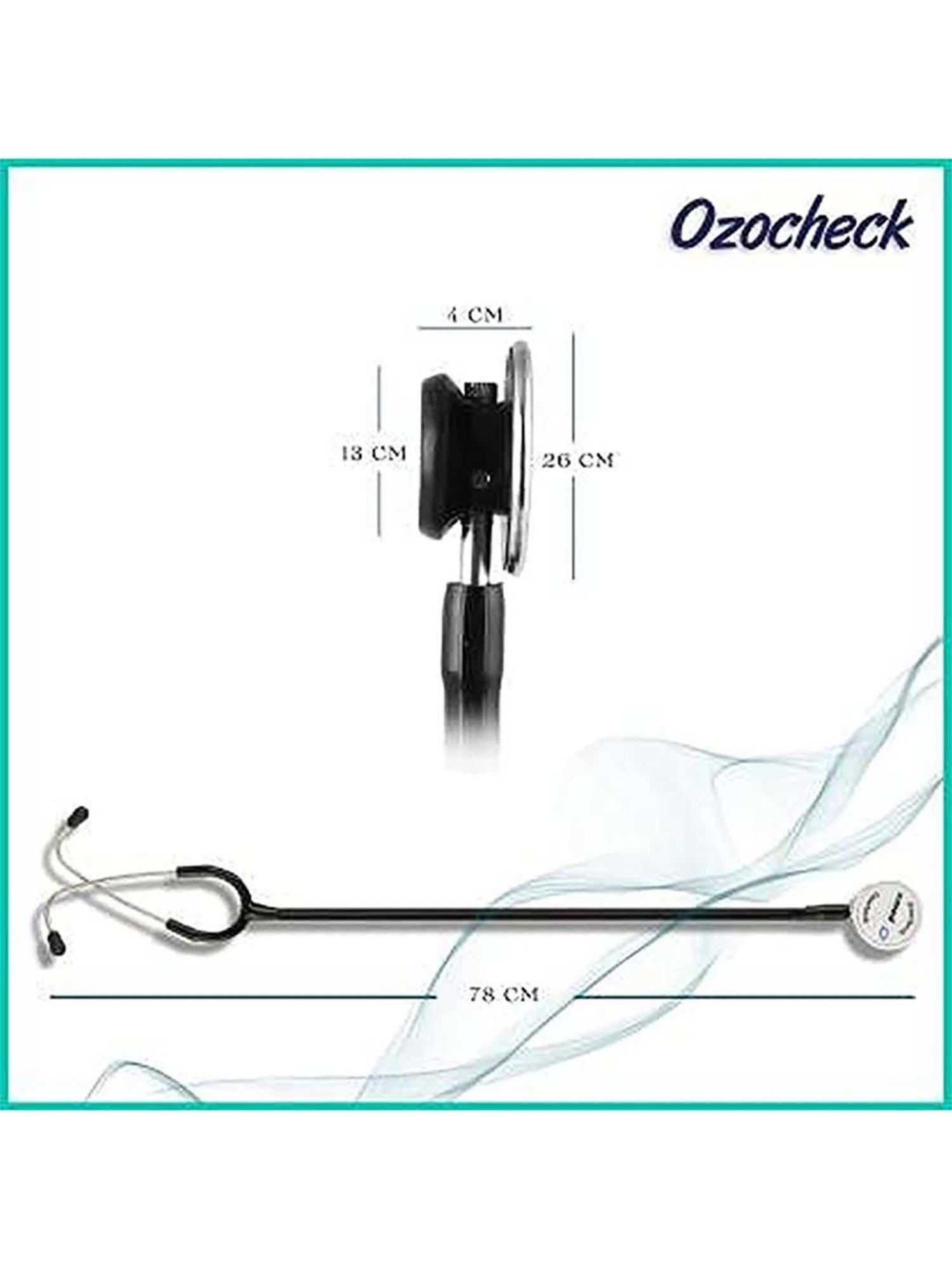 Ozocheck St Deluxe Stethoscope with Stainless Steel Frame (Black)