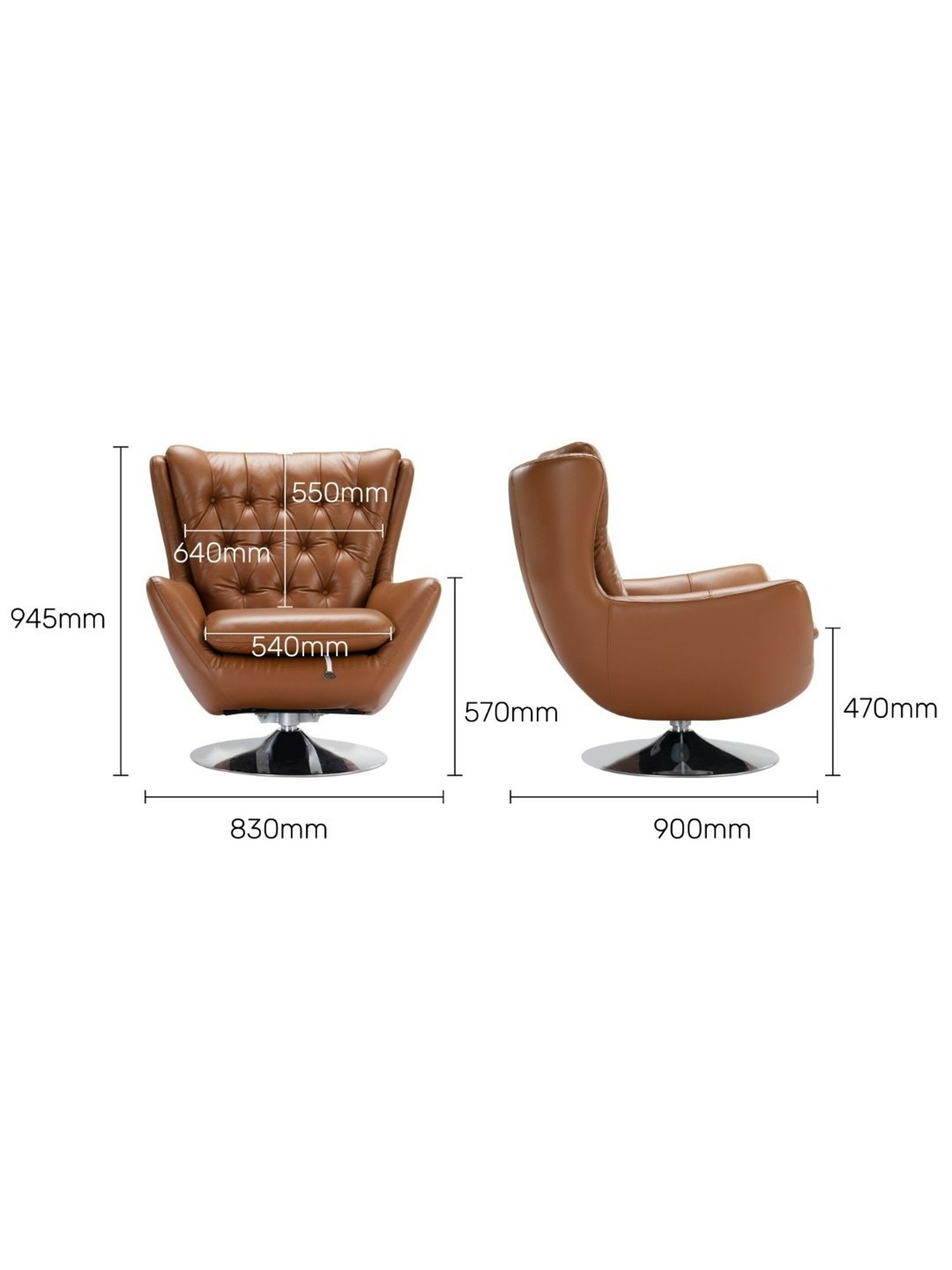 Durian Rosslyn Contemporary Tan Brown Leather Lounge Chair