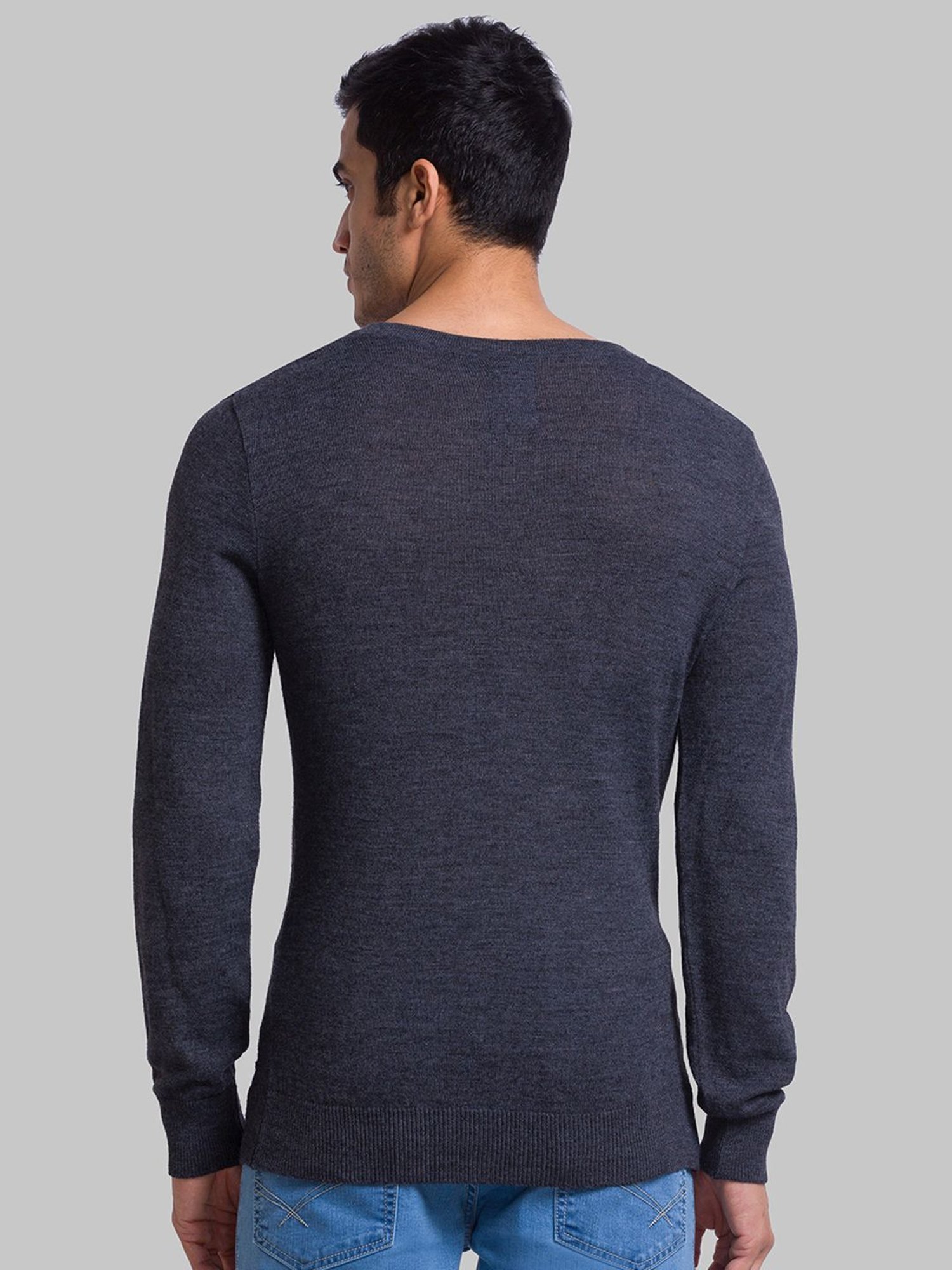 Parx Grey Regular Fit Heathered Sweater