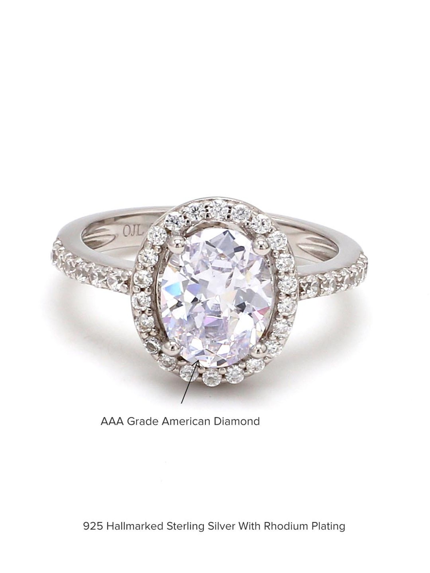 925 Silver 1 Carat American Diamond Classic Halo Engagement Ring for Women & Girls