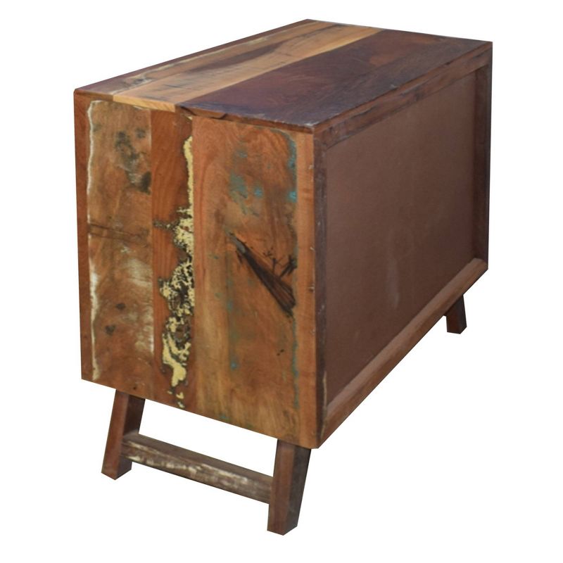 2 Drawer Handcrafted Wooden Storage Cabinet with 2 Doors Brown - The Urban Port