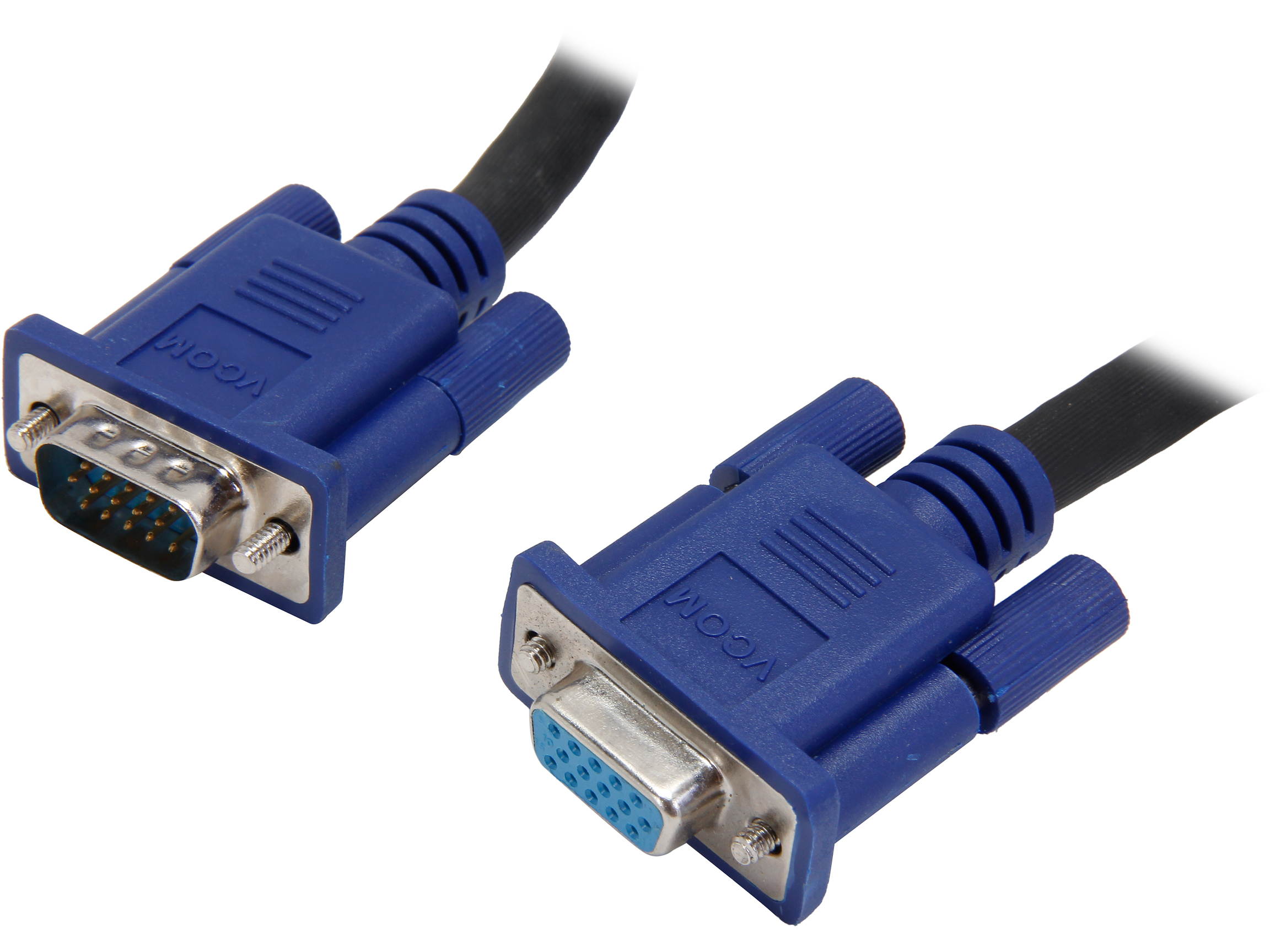 VCOM VC-VGA15F 15 ft. SVGA HD15 Male to Female Black Cable with Blue Connector