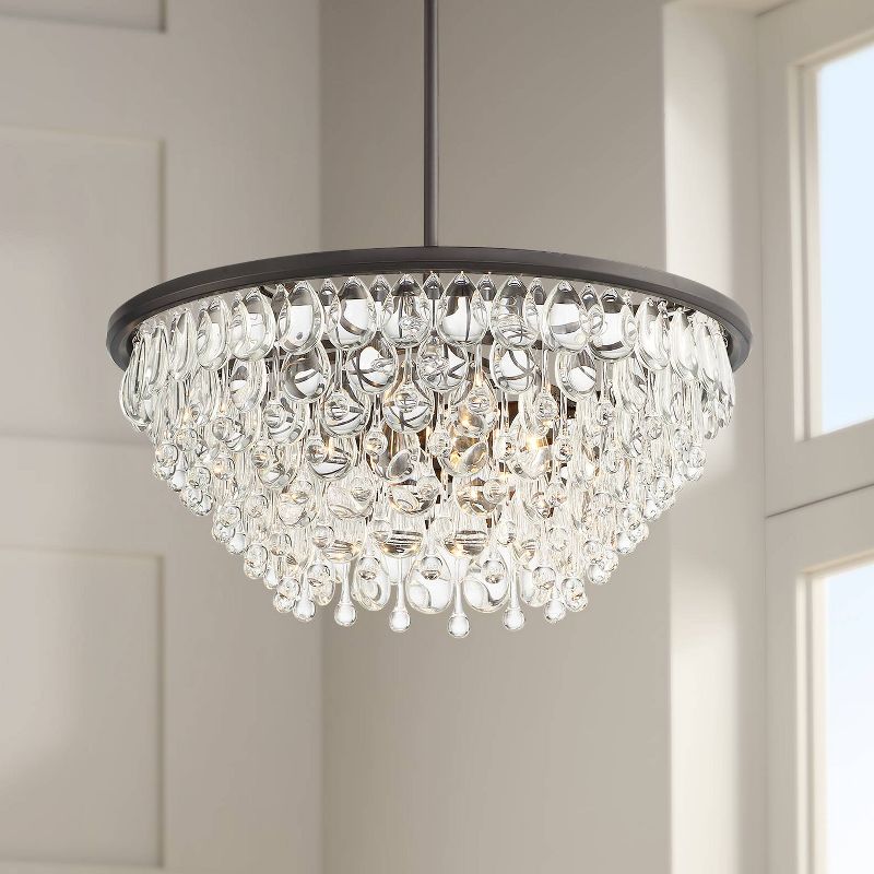 Vienna Full Spectrum Lorraine 22" Wide Bronze and Crystal Pendant Light