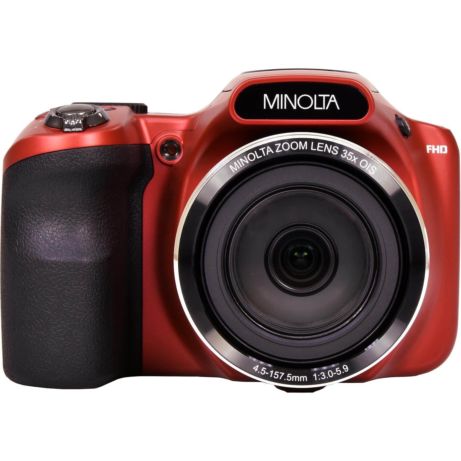 Minolta MN35Z-R 20.0-Megapixel 1080p Full HD Wi-Fi MN35Z Bridge Camera with 35x Zoom (Red)