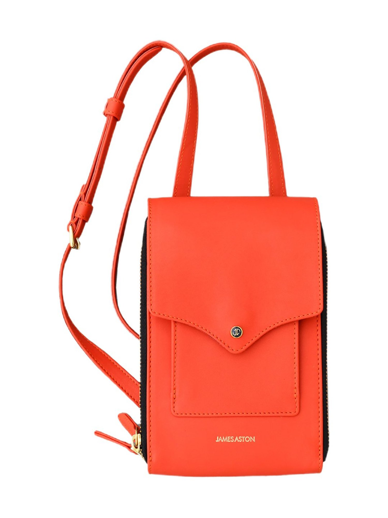 James Aston Aurora Orange Peach Leather Cross Body Bag