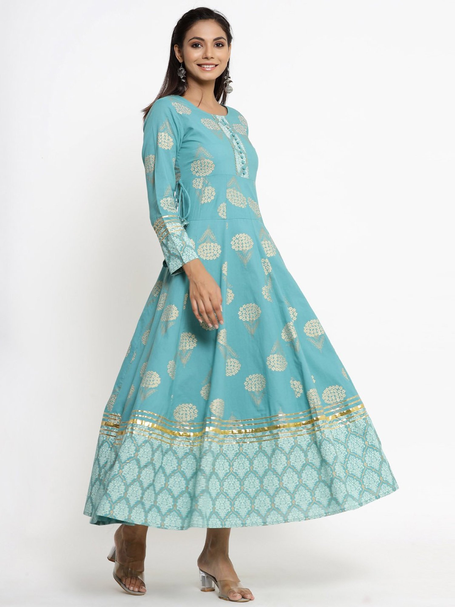 Kipek Blue Printed A Line Kurta