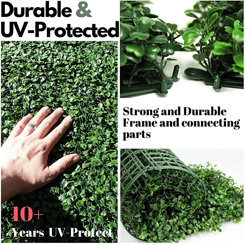 12pc Boxwood Artificial Topiary Privacy Fence Panels for Outdoor Indoor Decors .Use as Faux Greenery Backdrop,Privacy Screen (20" x 20") (12InBox, Boxwood)