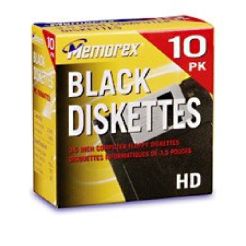 Memorex MF2HD 3.5" PC-Formatted High-Density Floppy Disks (Black, 10-Pack) (Discontinued by Manufacturer)