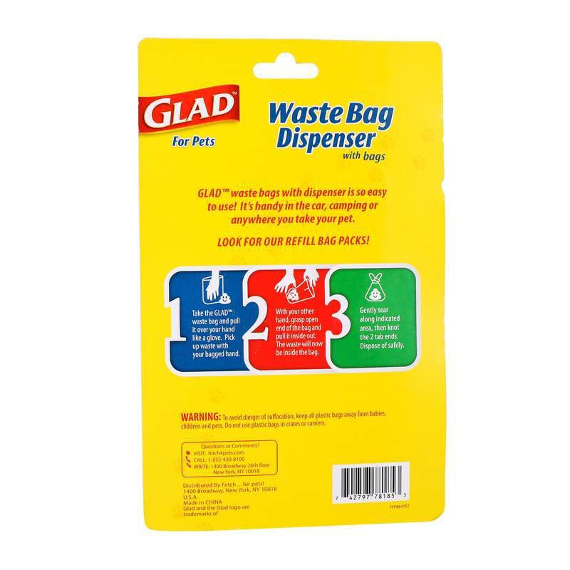 Glad Unscented Plastic Waste Bag Dispenser with Metal Belt Clip - 30ct