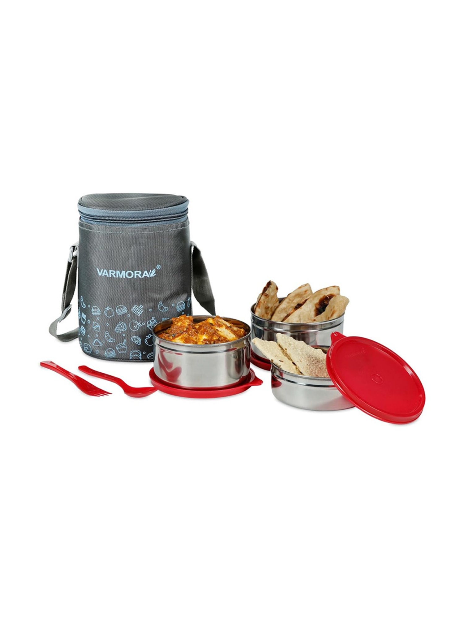 Varmora Jumbo Trio Pink Stainless Steel Lunch Box - Set of 3