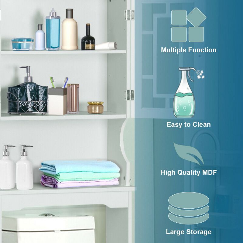 Costway Bathroom Spacesaver Over the Toilet Door Storage Cabinet Tower Organizer White