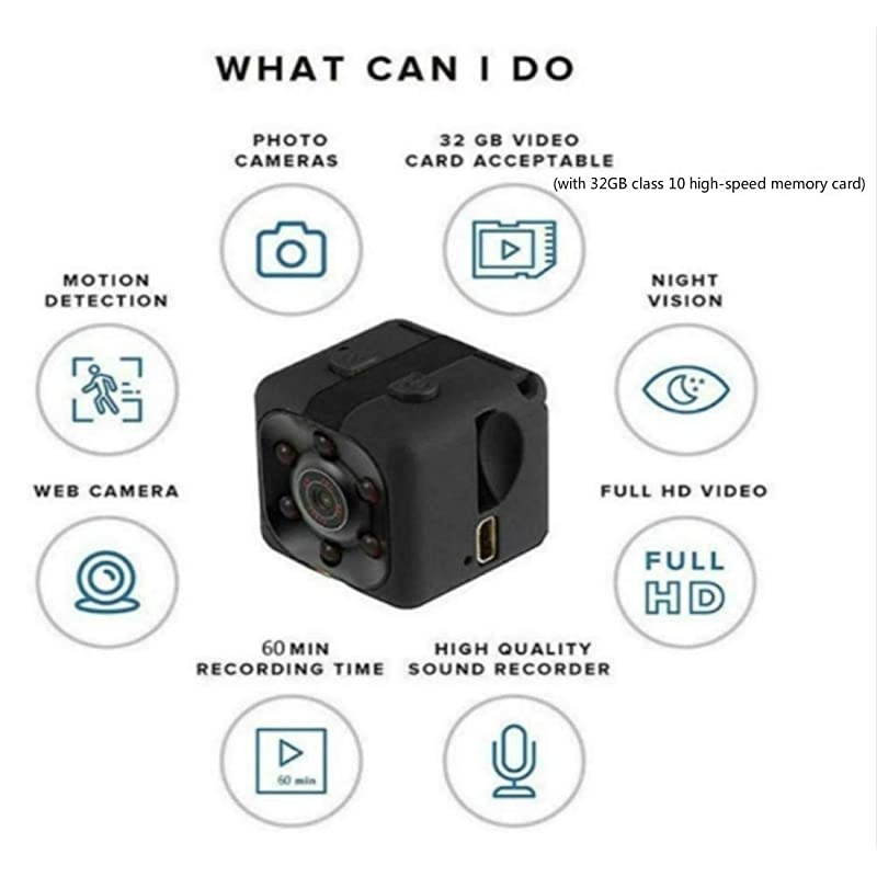 Mini Hidden Spy Cameras Wireless with 32GB Memory Card HD 1080P Car Spy Cam Night Vision Motion Detection Cop Cam for Home Outdoor Security Monitoring Car Video Recorder