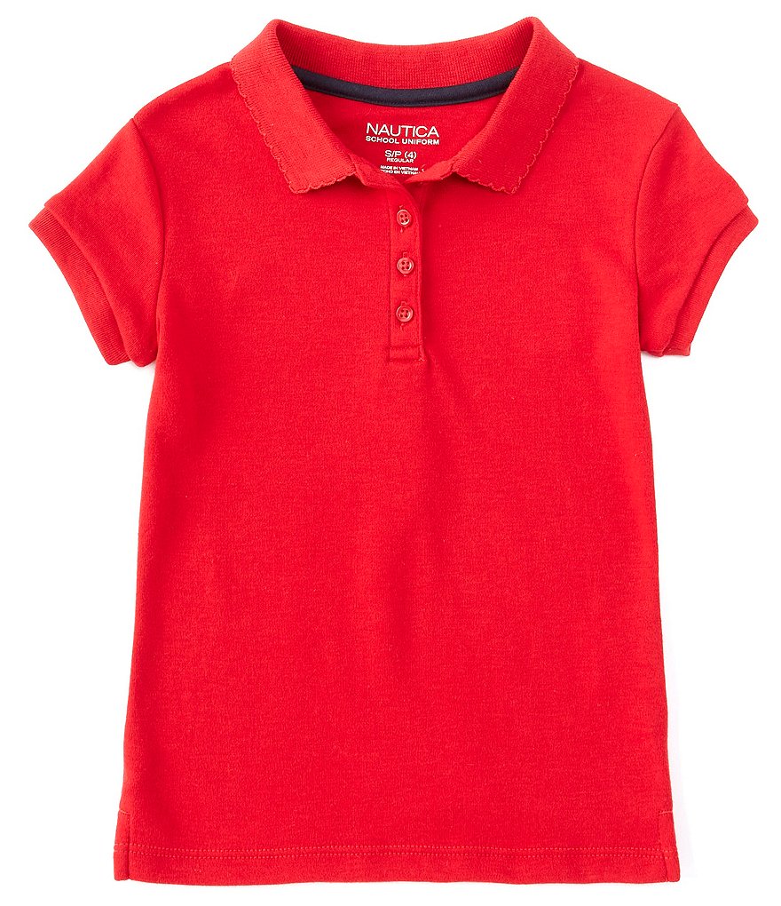 Nautica Little Girls 4-6X Short Sleeve Picot Trim Polo
