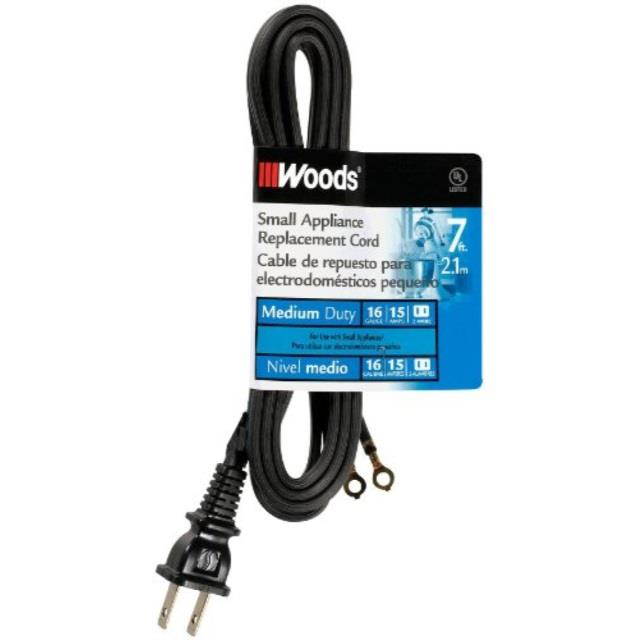 woods 0288 hpn cord for nonpolarized appliances, 7foot, black