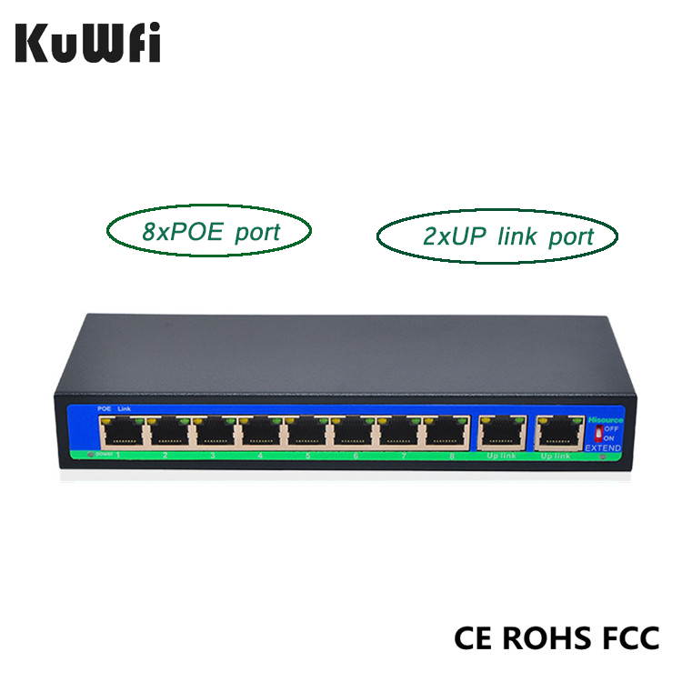 10 port poe switch 8 port power supply 250 meters transmission poe switch