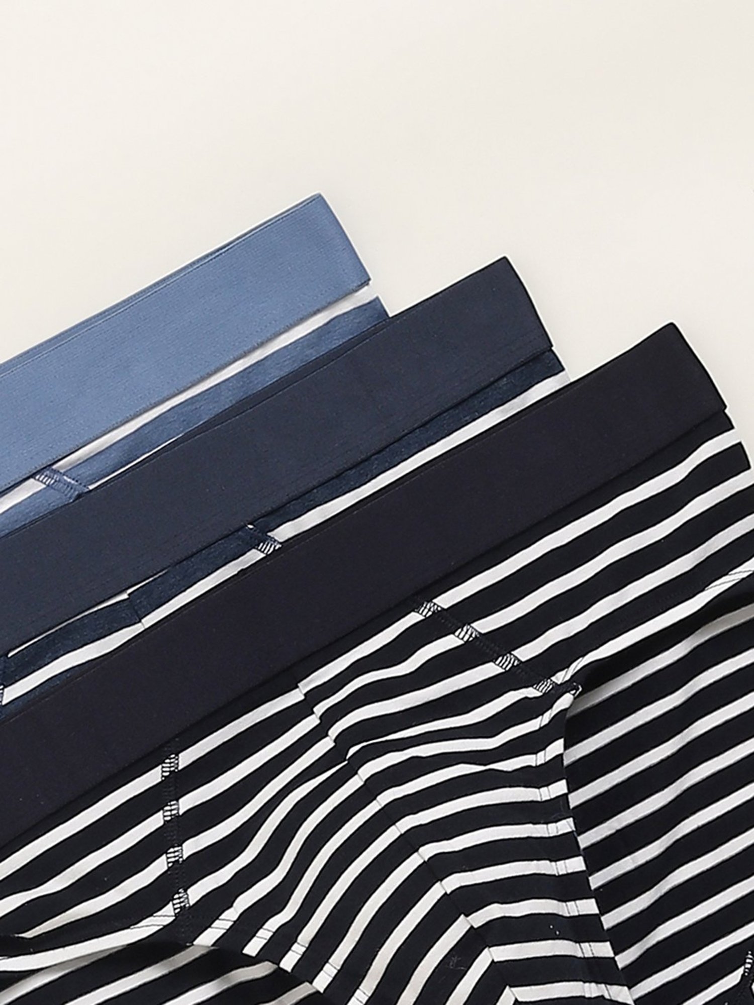 WES Lounge by Westside Navy Striped Relaxed Fit Briefs- Pack of 3