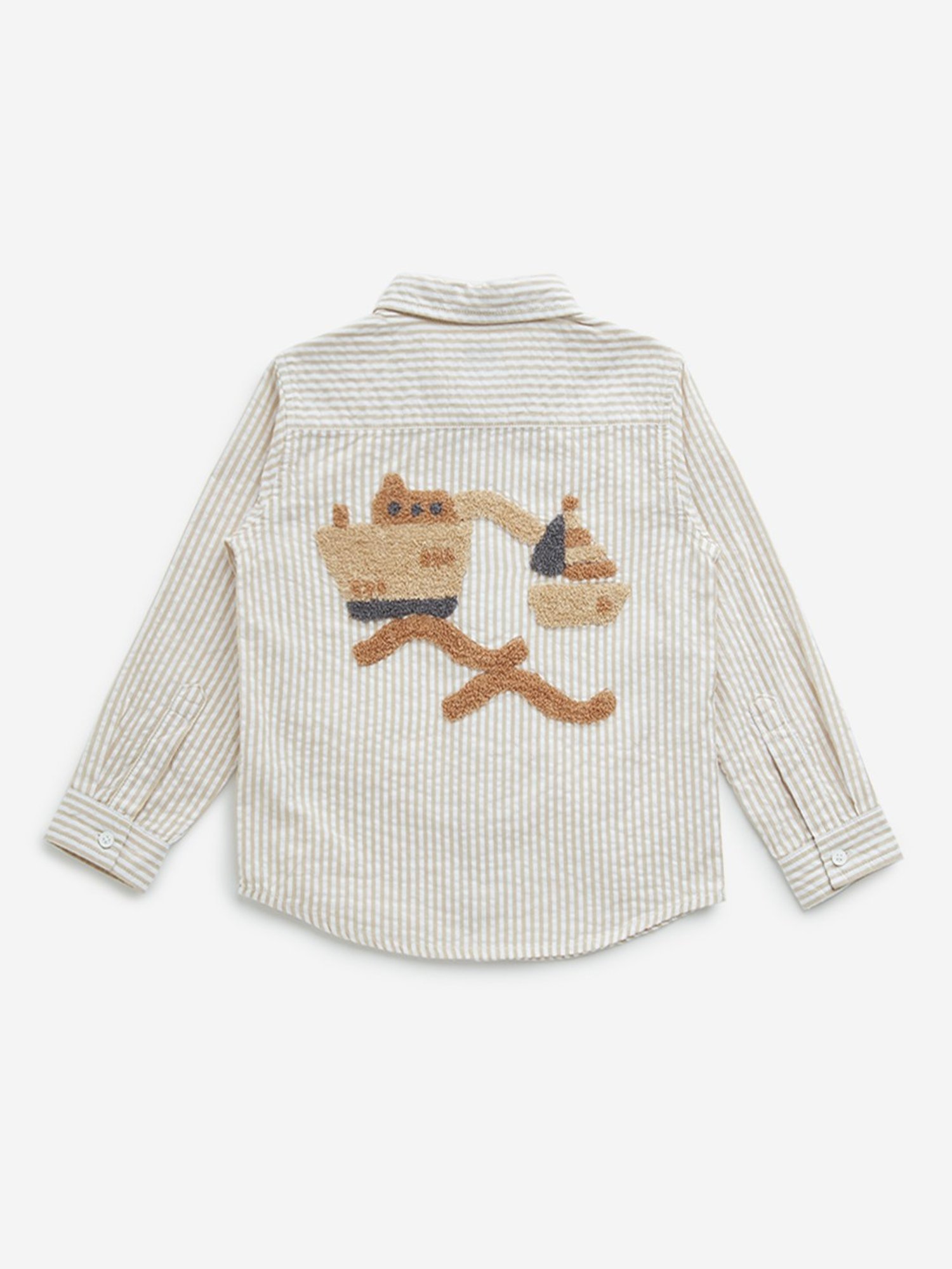 Mothercare Kids Blue Cotton Self Pattern Full Sleeves Shirt