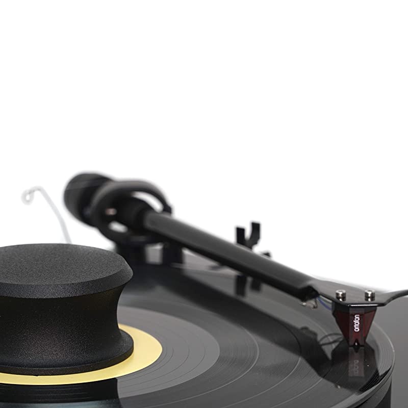 BigBen Record Weight Stabilizer with Protective Leather Pad - 13-Ounce Vinyl Turntable Weight - Durable & Stylish LP Stabilizer - Fits on Any Turntable - Black