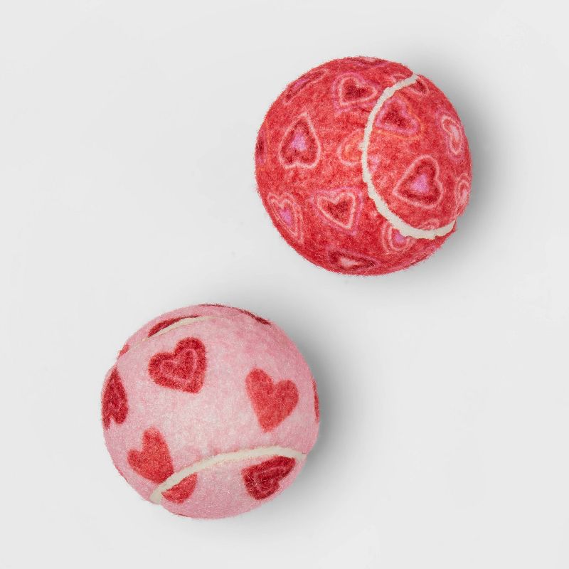 Heart Print Tennis Balls Dog Toy 2 pack - Red - 2.5" - Boots & Barkley™