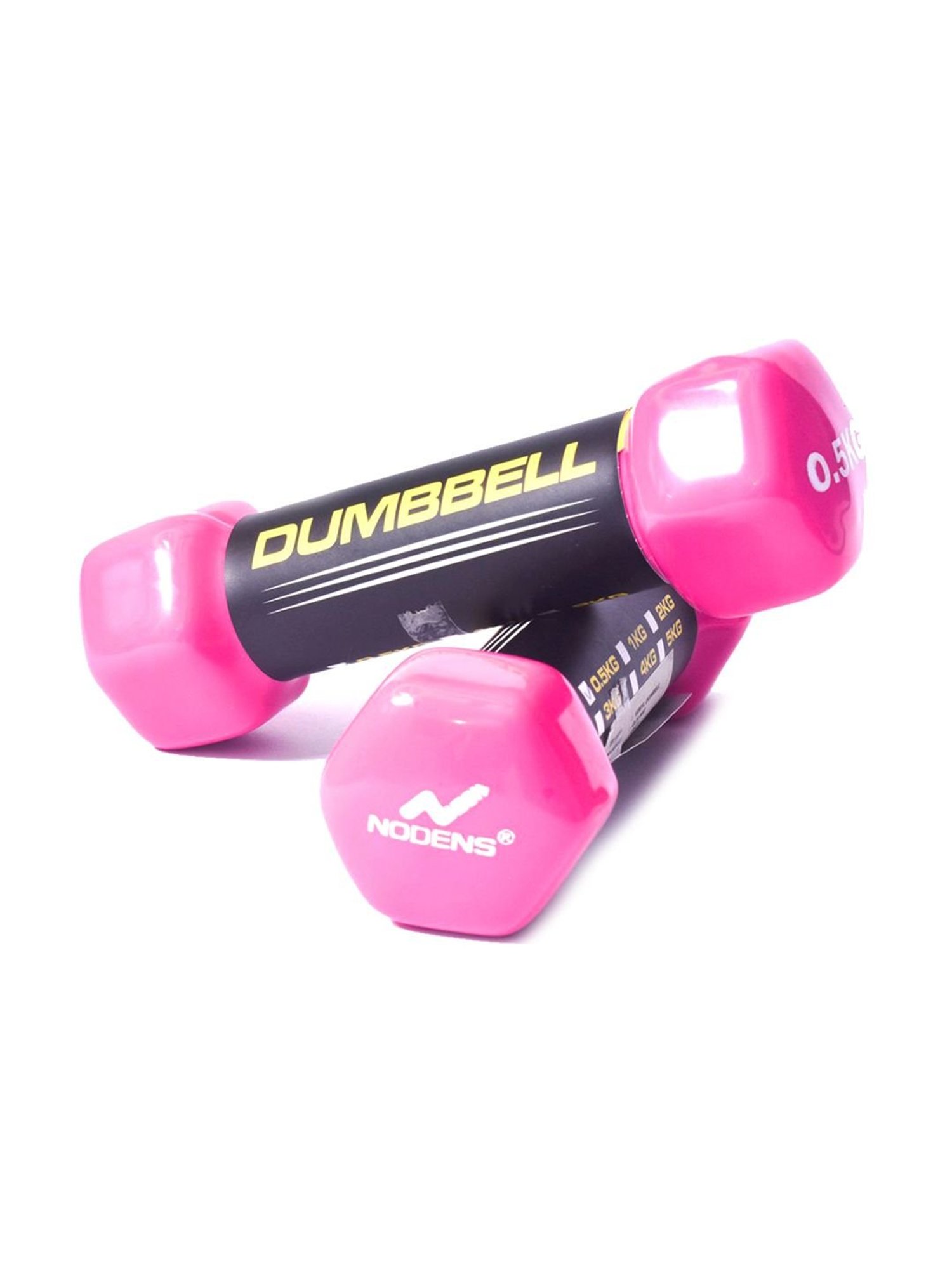 NODENS Pink & Black PVC Vinyl Dumbbells (0.5 kg)