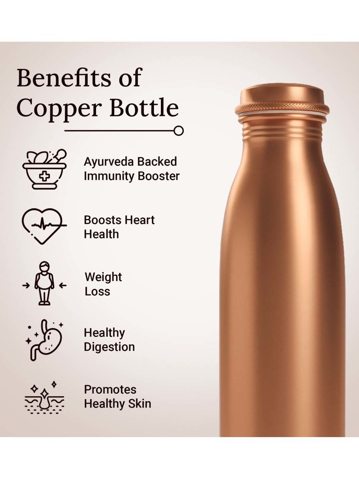 Everything Beautiful Reddish Brown Copper Water Bottle - Seamless (0.95 L)