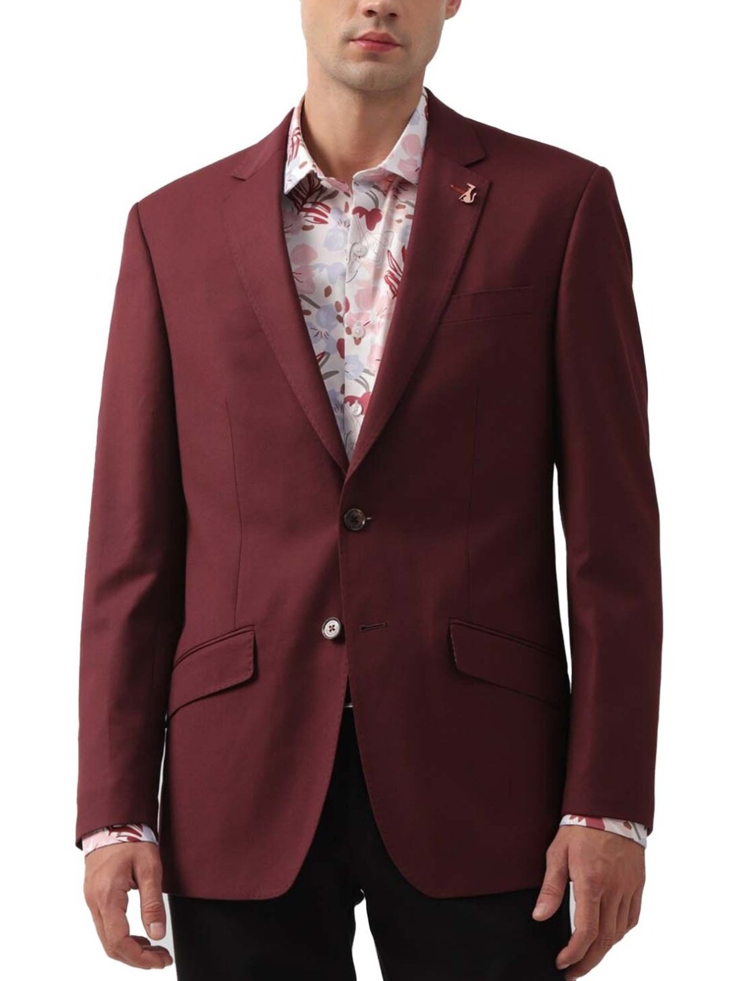 Simon Carter London Maroon Regular Fit Blazer