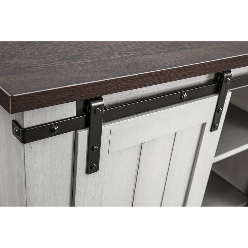 32" TV Stand For TVs up to 40" Saw Cut Off White with Dark Walnut Desktop - Home Essentials