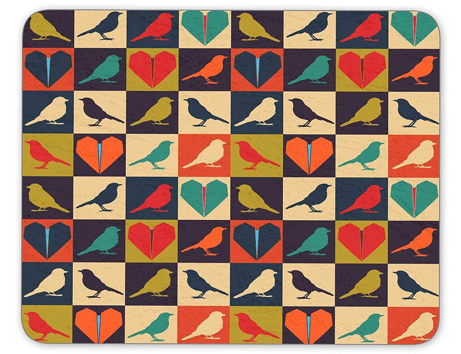 Qien BaiSei Birds and Heart Mouse pad--Non-Slip Rubber Mousepad---Applies to Games,Home, School,Office Mouse pad