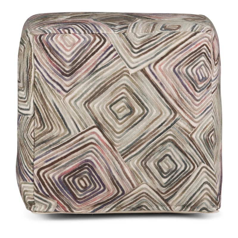Valeri Cube Pouf Patterned Multi Color Cotton and Wool - WyndenHall