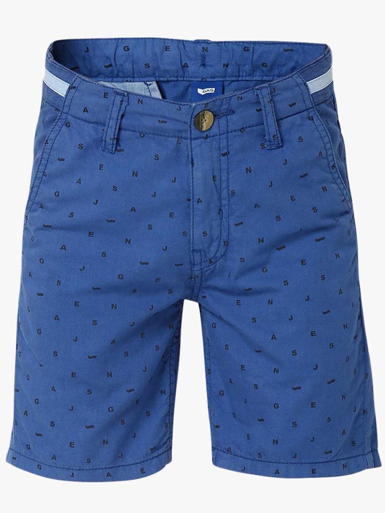 Gas Kids Blue Cotton Printed Shorts