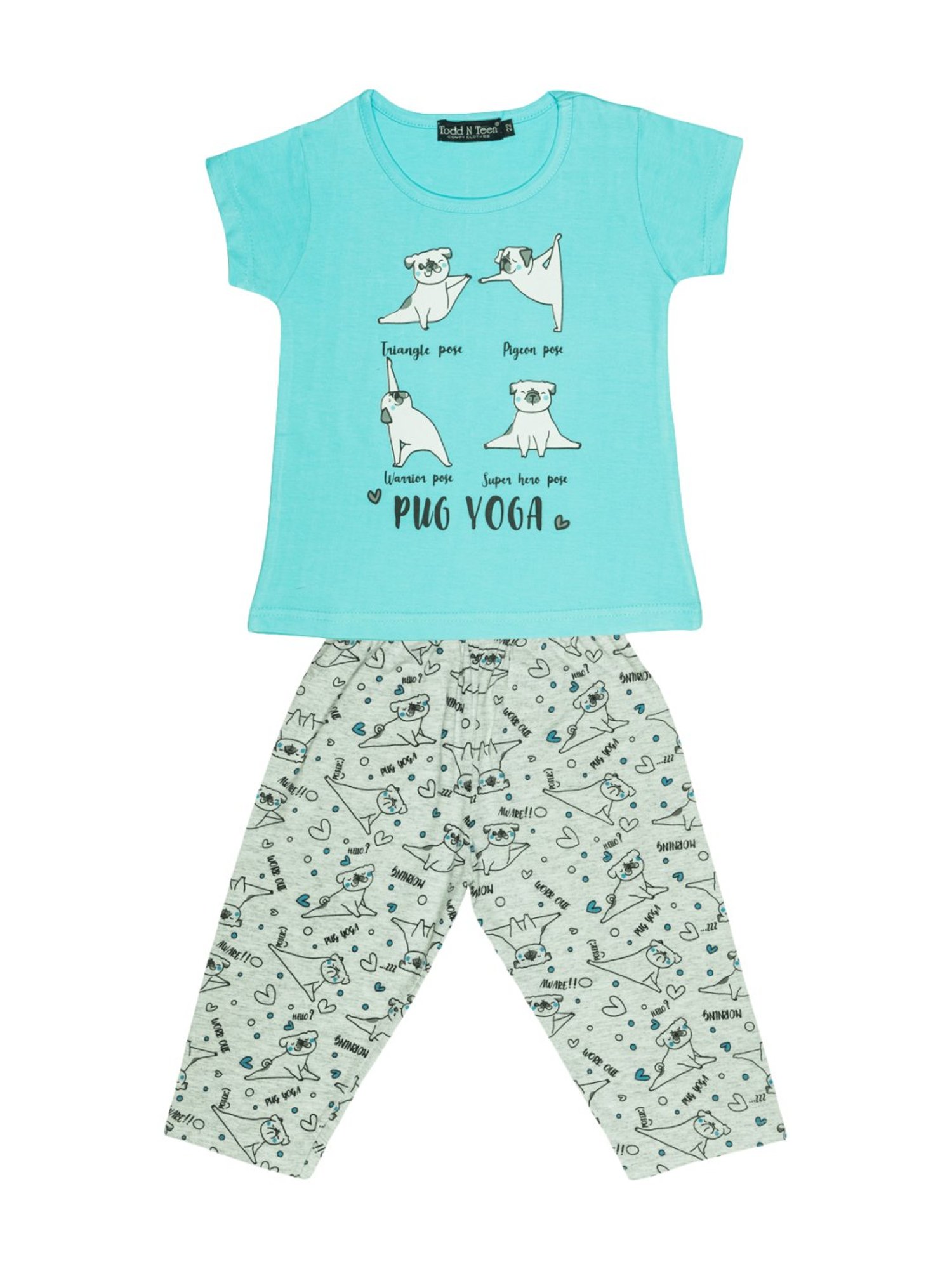 Todd N Teen Kids Blue Cotton Printed T-Shirt & Pants Set