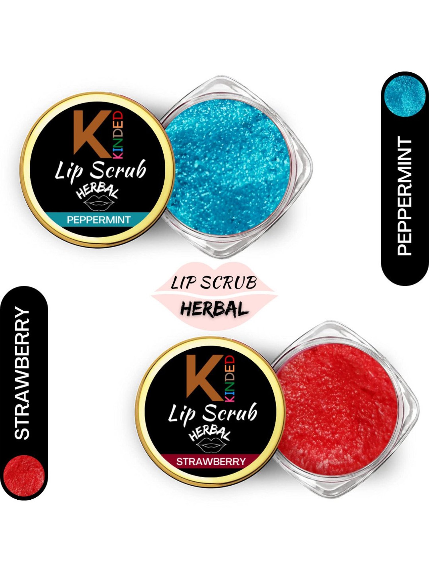 KINDED Herbal Peppermint & Strawberry Lip Scrub Combo