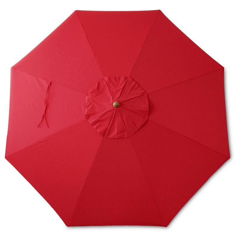 8.9' x 8.9' Round Sunbrella® Umbrella - Canvas Jockey Red - Medium Wood Finish - Smith & Hawken™