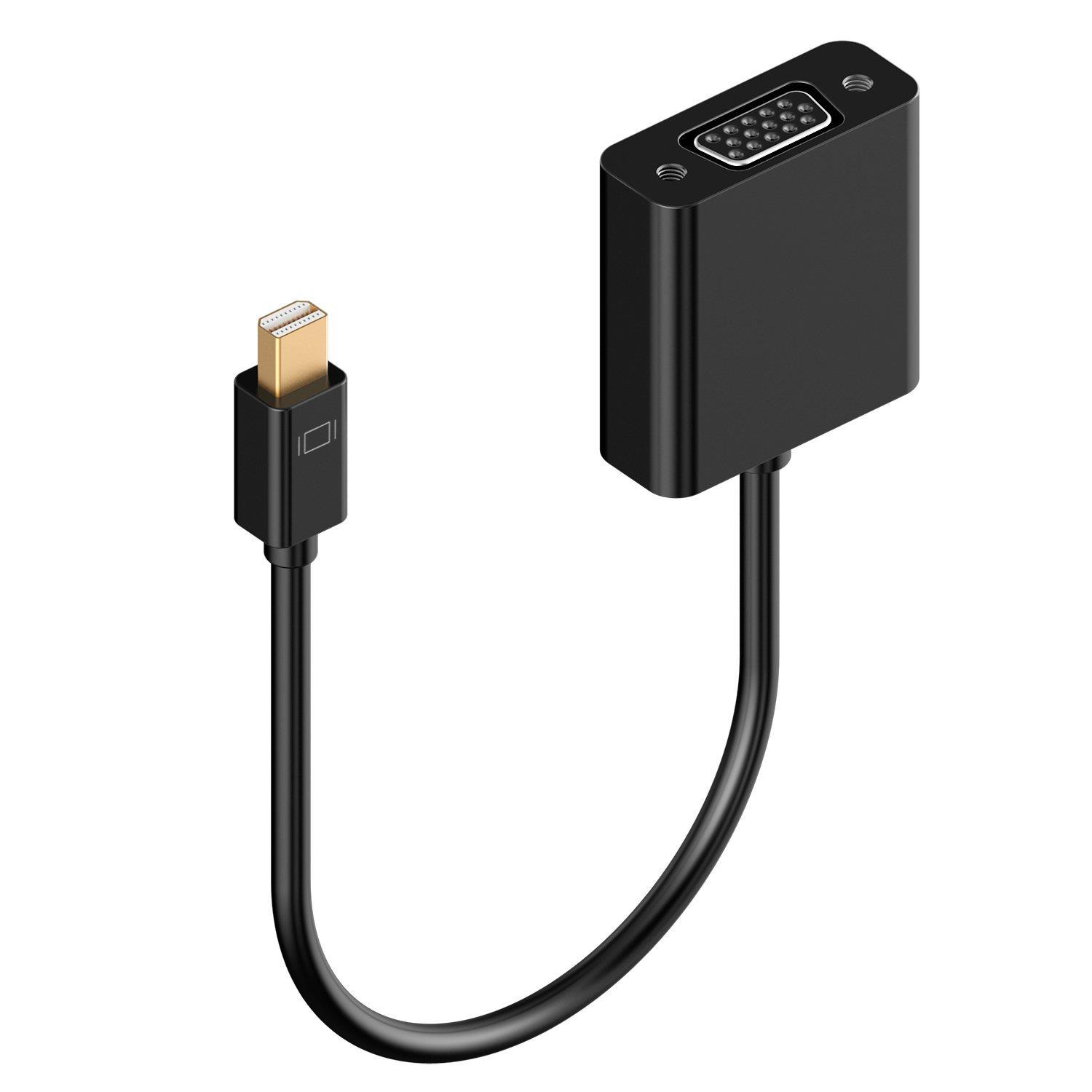 Mini DP to VGA, Rankie Gold Plated Mini DisplayPort (Thunderbolt Port Compatible) to VGA Male to Female Adapter Converter