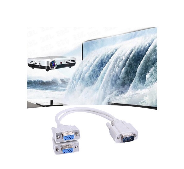 1 TO 2 VGA SVGA Monitor Y Cable 15 PIN-White