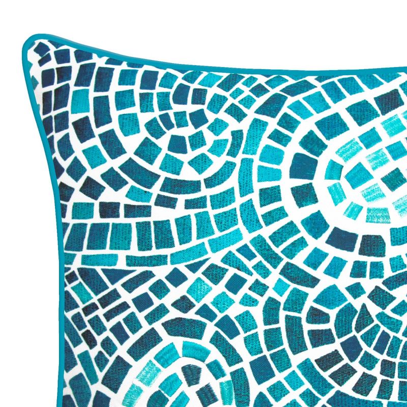 20" x 20" Mosaic Square Patio Throw Pillow Blue - New York Botanical Garden