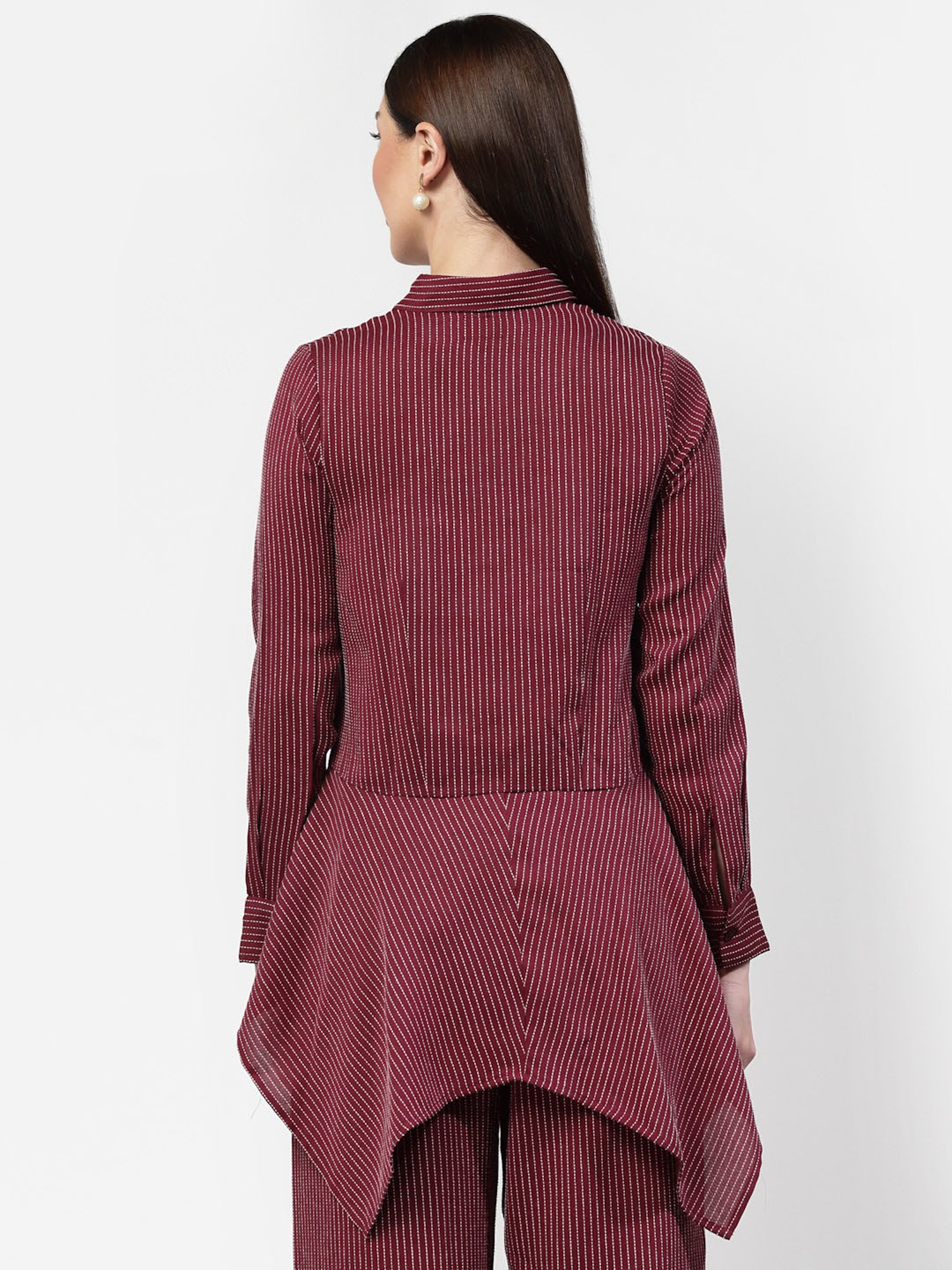 Office & You Maroon Striped Shirt