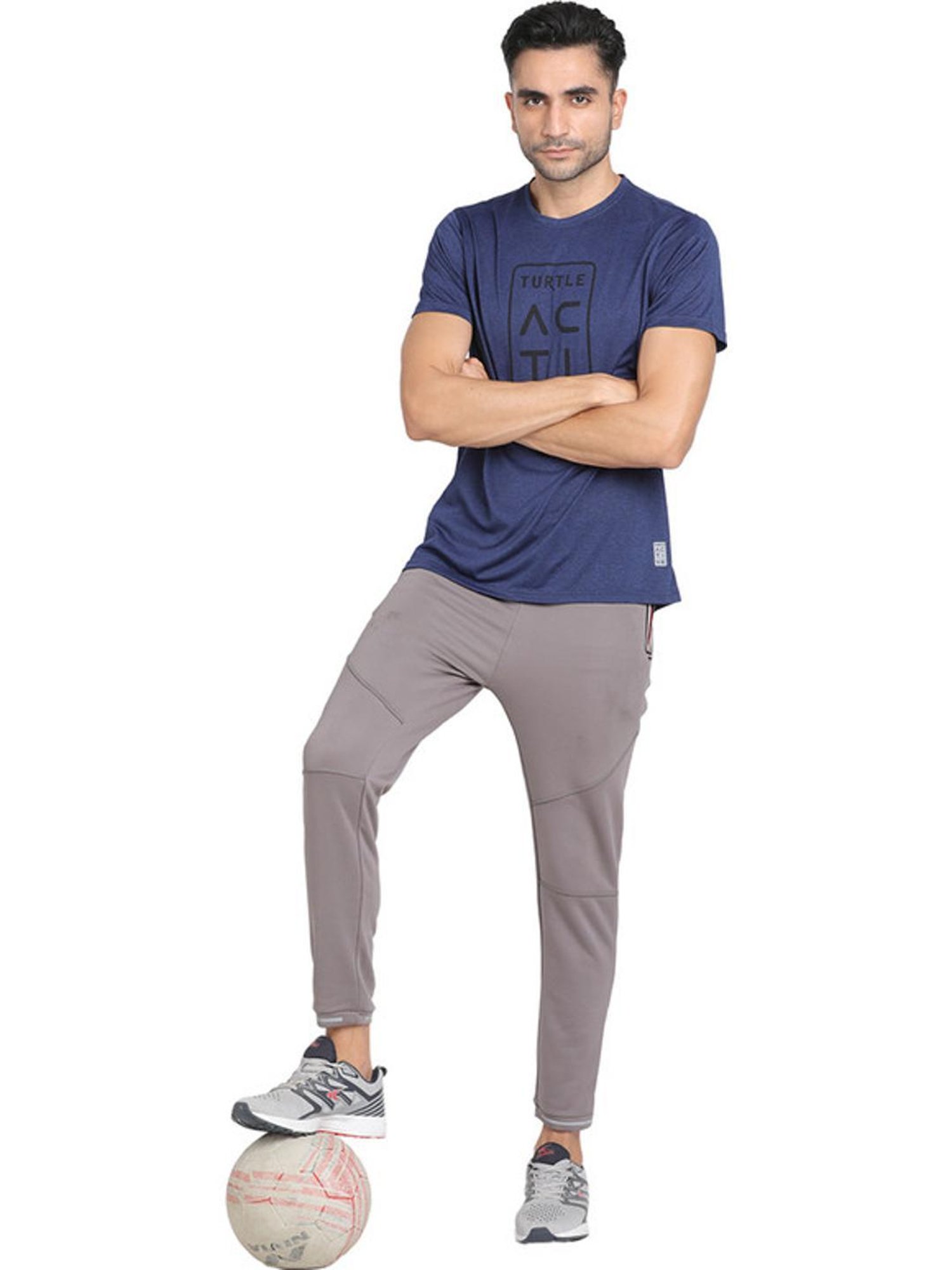 Turtle Blue Slim Fit Printed Sports T-Shirts