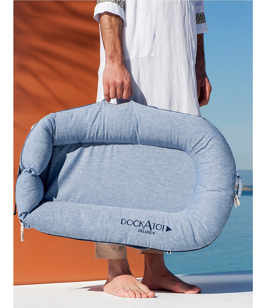 DockATot 0-8 Months Indigo Chambray Deluxe Dock Cover Stage 1