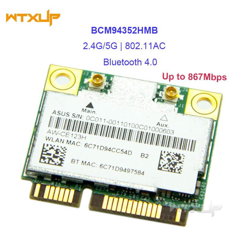 BCM94352HMB 802.11AC BCM94352 Bluetooth BT 4.0 867Mbs wifi network card For AzureWave AW-CE123H Half Mini PCI-E WIFI Adapter