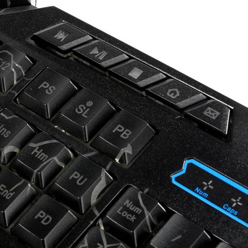 3 Colors Crack Illuminated LED 114-Key Backlight USB Wired PC Gaming Keyboard CA