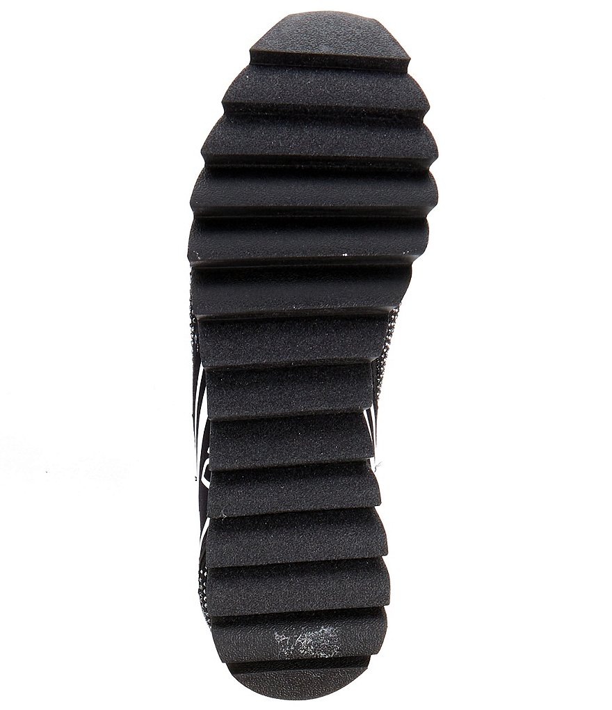 DKNY Annie Rhinestone Logo Knit Slip-On Wedge Sneakers