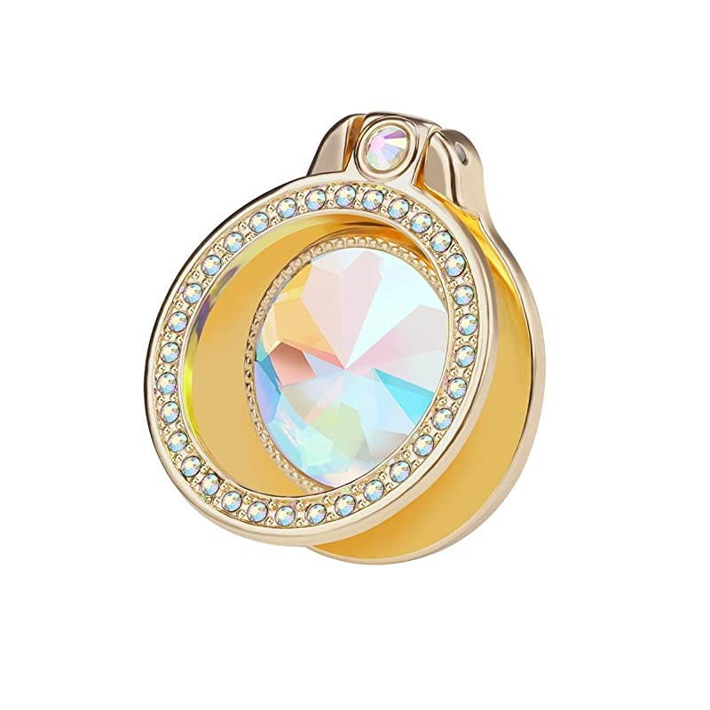 Glitter Bling Bling Phone Ring Holder,Sparkle Phone Ring Artificial Diamond Kickstand,Rhinestone Cell Phone Finger Ring Grip for Girls Women for Almost All Phones,Pad(Gold)