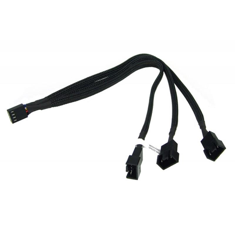 Phobya 4-Pin PWM to 3x 4-Pin PWM Cable - 30cm | Black (81098)