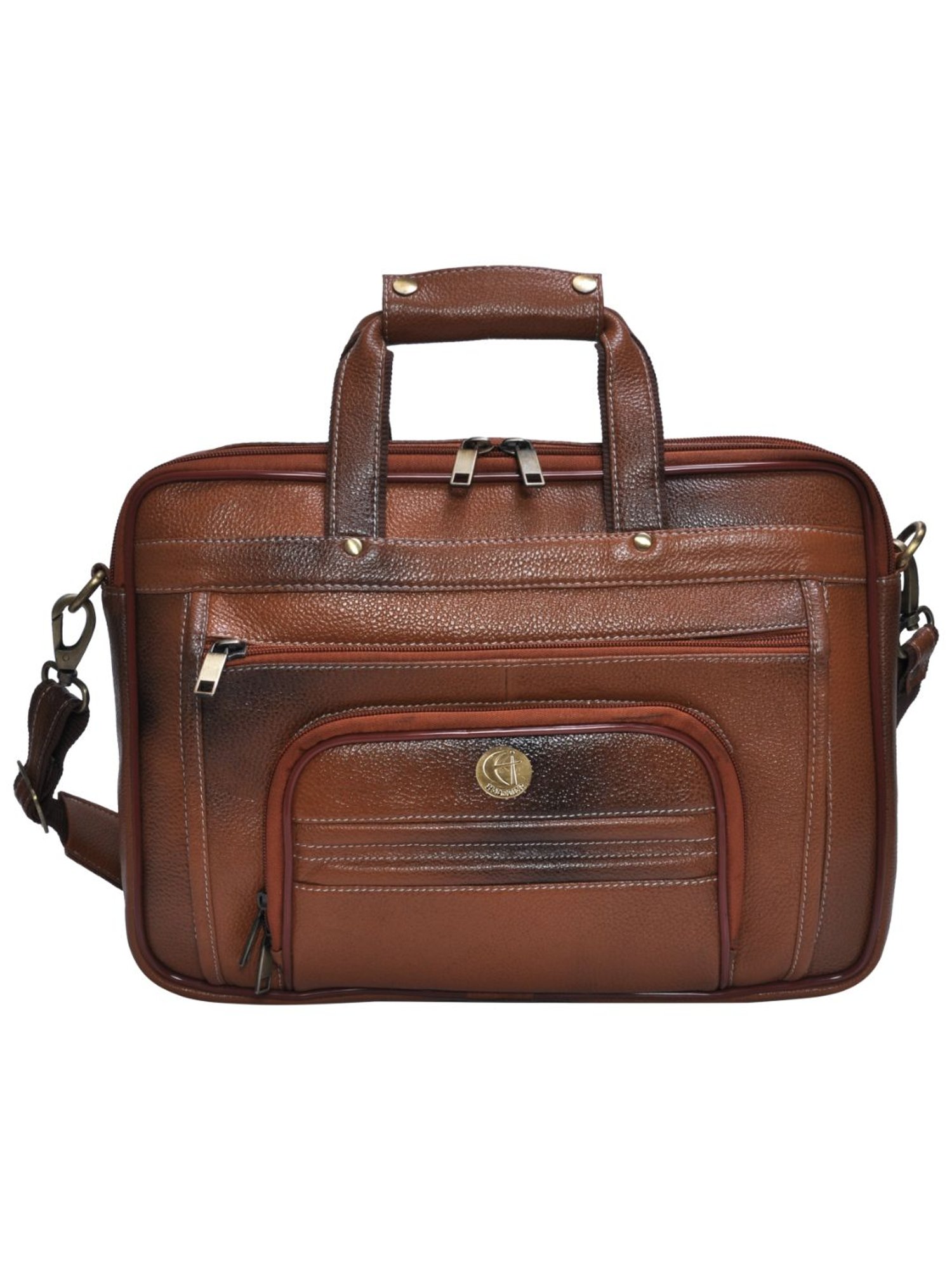 HiLEDER 100% Pure Genuine Leather Briefcase Laptop Messenger Office Travel Bag for Men & Women, Tan